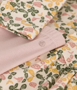 Petit Bateau Kleider*Langärmeliges Babykleid aus Doppeljersey und Leggings aus Baumwolle weiss AVALANCHE/ MULTICO