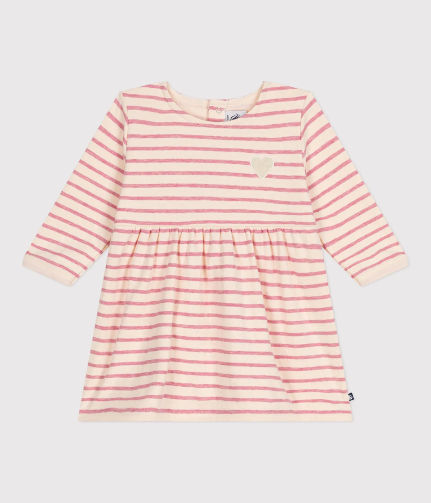 Petit Bateau Kleider*Langärmeliges Baby-Kleid aus Doppeljersey rosa AVALANCHE/ ROSELINE