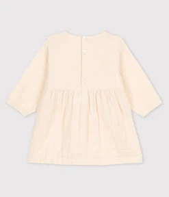 Petit Bateau Kleider*Langärmeliges Babykleid aus Musselin naturfarben AVALANCHE