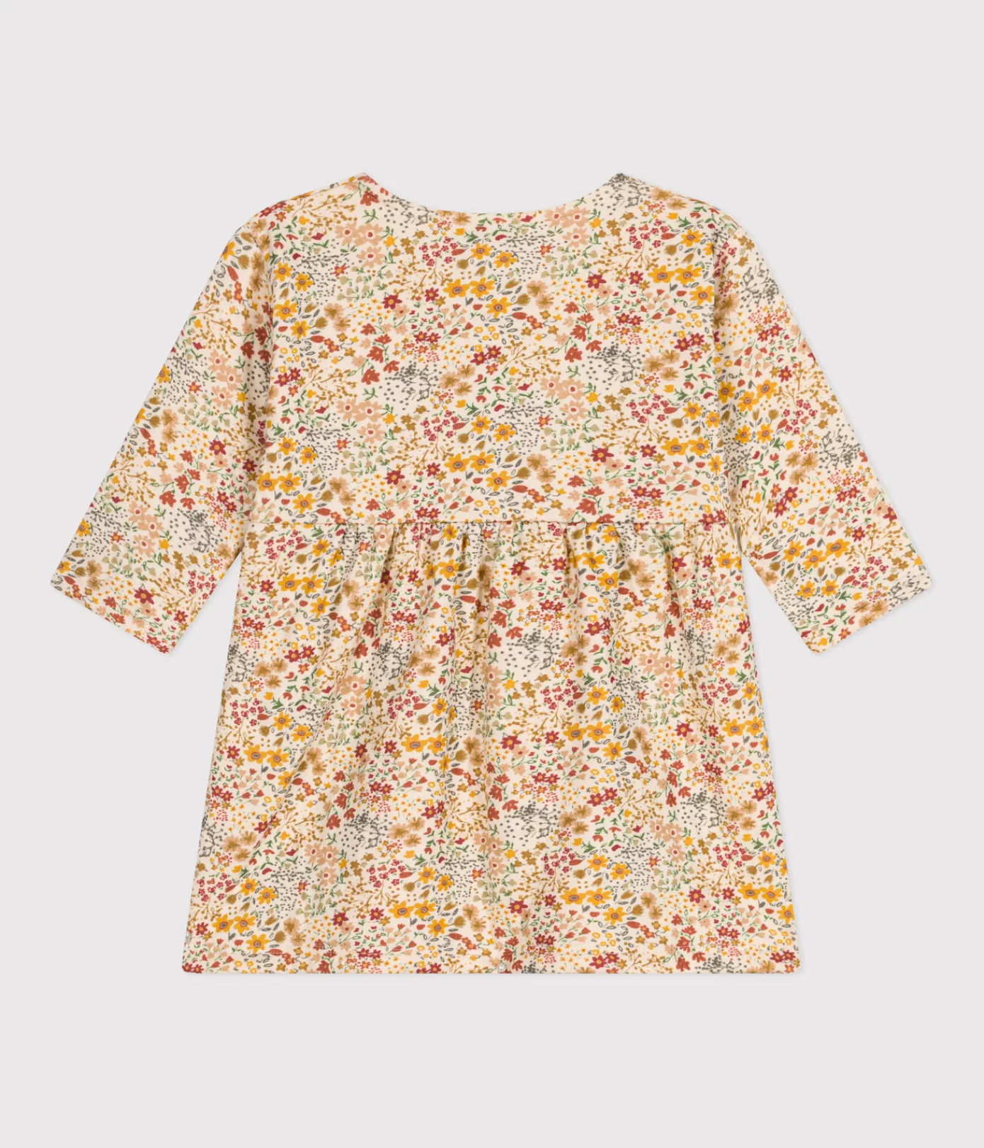 Petit Bateau Kleider*Langärmeliges Baby-Kleid aus gestepptem Doppeljersey weiss AVALANCHE/ MULTICO