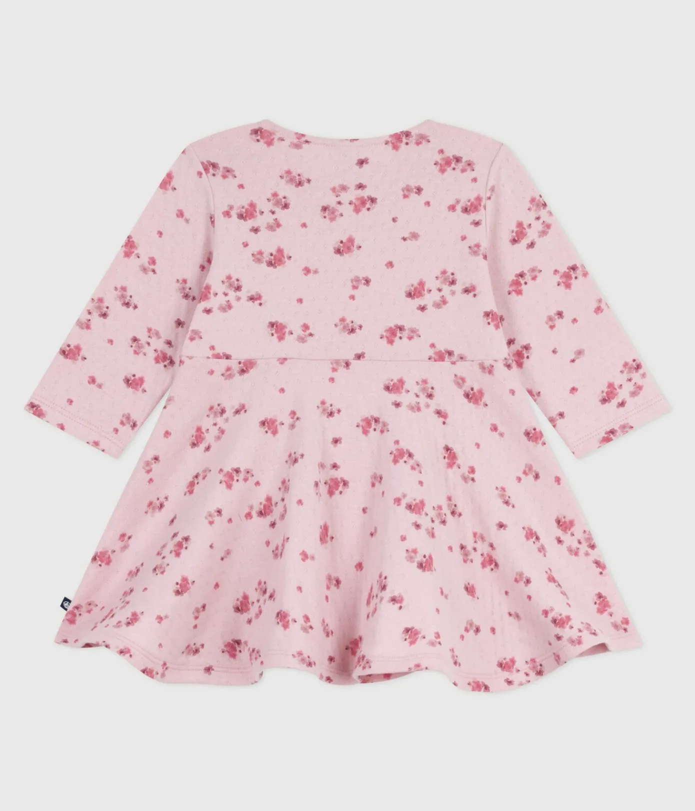 Petit Bateau Kleider*Langärmeliges Baby-Kleid aus Baumwolle mit Blumenmuster rosa JOLI/weiss MULTICO