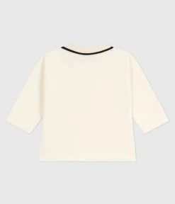 Petit Bateau T-Shirts, Oberteile*Langärmeliges Baby-Poloshirt aus einfarbiger Baumwolle naturfarben MILK
