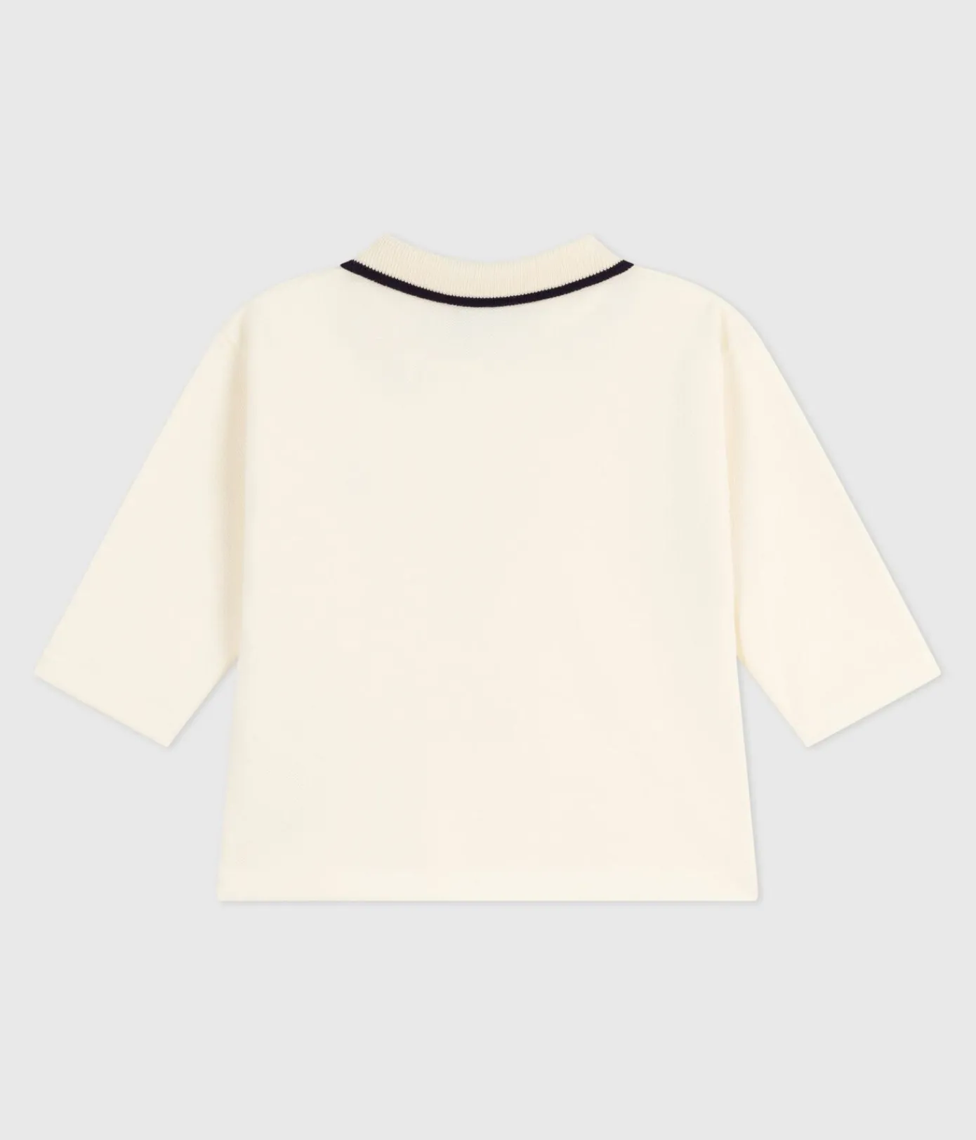 Petit Bateau T-Shirts, Oberteile*Langärmeliges Baby-Poloshirt aus einfarbiger Baumwolle naturfarben MILK