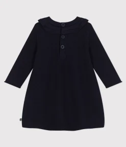 Petit Bateau Kleider*Langärmeliges Baby-Strickkleid blau SMOKING