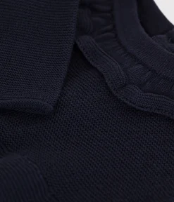 Petit Bateau Kleider*Langärmeliges Baby-Strickkleid blau SMOKING