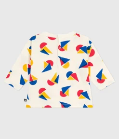 Petit Bateau T-Shirts, Oberteile*Langärmeliges Baby-T-Shirt aus Baumwolle mit Schiffchenmuster MILK/ MULTICO