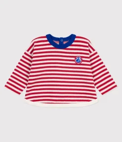Petit Bateau T-Shirts, Oberteile*Langärmeliges Baby-T-Shirt aus Baumwolle mit Streifen ROT POMPEI/ MILK