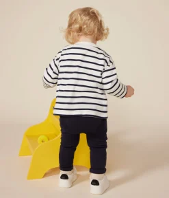 Petit Bateau T-Shirts, Oberteile*Langärmeliges Baby-T-Shirt aus Baumwolle weiss MARSHMALLOW/blau SMOKING