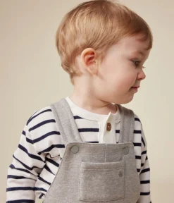 Petit Bateau T-Shirts, Oberteile*Langärmeliges Baby-T-Shirt aus Baumwolle weiss MARSHMALLOW/blau SMOKING