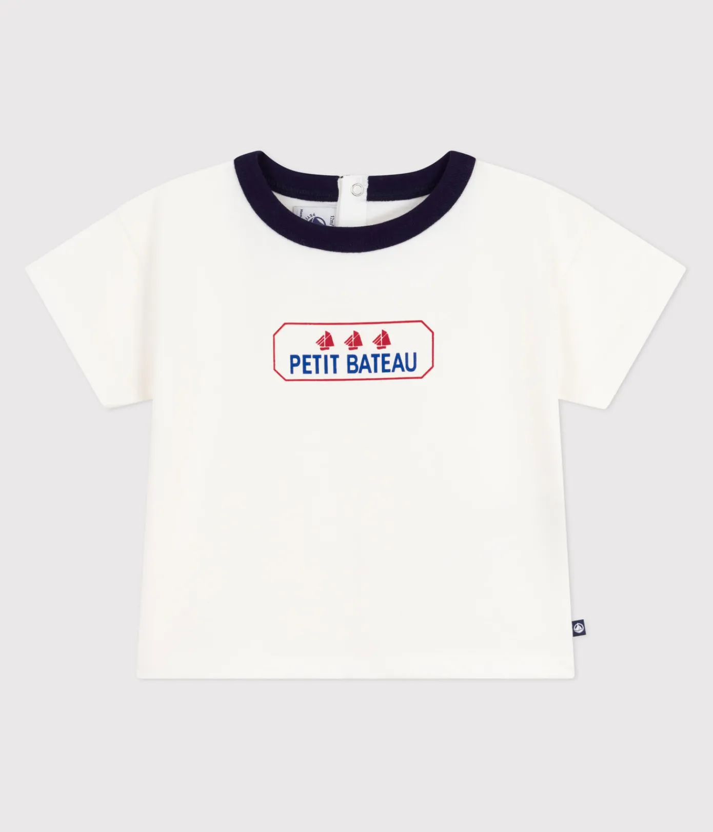 Petit Bateau T-Shirts, Oberteile*Langärmeliges Baby-T-Shirt aus Baumwolle mit Vintage-Logo weiss MARSHMALLOW