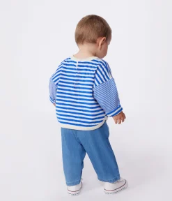 Petit Bateau T-Shirts, Oberteile*Langärmeliges Baby-T-Shirt aus Baumwolle mit Streifen PERSE/ AVALANCHE
