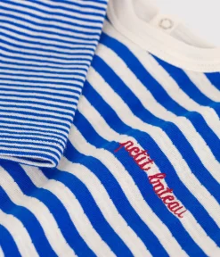 Petit Bateau T-Shirts, Oberteile*Langärmeliges Baby-T-Shirt aus Baumwolle mit Streifen PERSE/ AVALANCHE