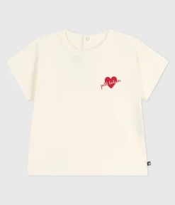 Petit Bateau T-Shirts, Oberteile*Langärmeliges Baby-T-Shirt aus Baumwolle mit Herzmotiv naturfarben MILK