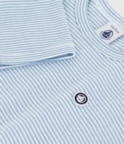 Petit Bateau T-Shirts, Oberteile*Langärmeliges Baby-T-Shirt aus Baumwolle mit Streifen ADRIATIC/ MARSHMALLOW