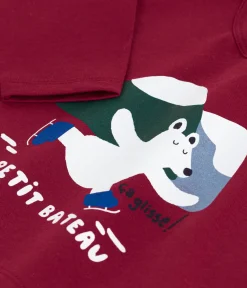 Petit Bateau T-Shirts, Oberteile*Langärmeliges Baby-T-Shirt aus Baumwolle mit Katzenmotiv AMARANTE