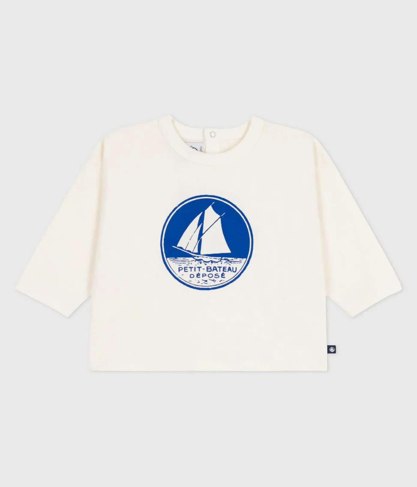 Petit Bateau T-Shirts, Oberteile*Langärmeliges Baby-T-Shirt aus Baumwolle mit Katzenmotiv blau MILK/ OLYMPIC