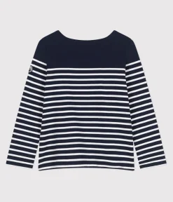 Petit Bateau Streifenshirts, Pullover, Cardigans*Langärmeliges Damen-Streifenshirt blau SMOKING/weiss MARSHMALLOW