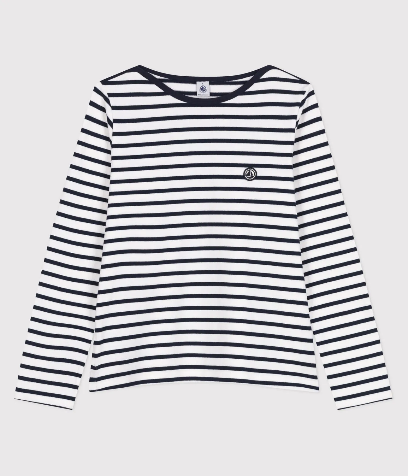Petit Bateau Streifenshirts, Pullover, Cardigans*Langärmeliges Damen-Streifenshirt weiss MARSHMALLOW/blau SMOKING