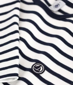 Petit Bateau Streifenshirts, Pullover, Cardigans*Langärmeliges Damen-Streifenshirt weiss MARSHMALLOW/blau SMOKING