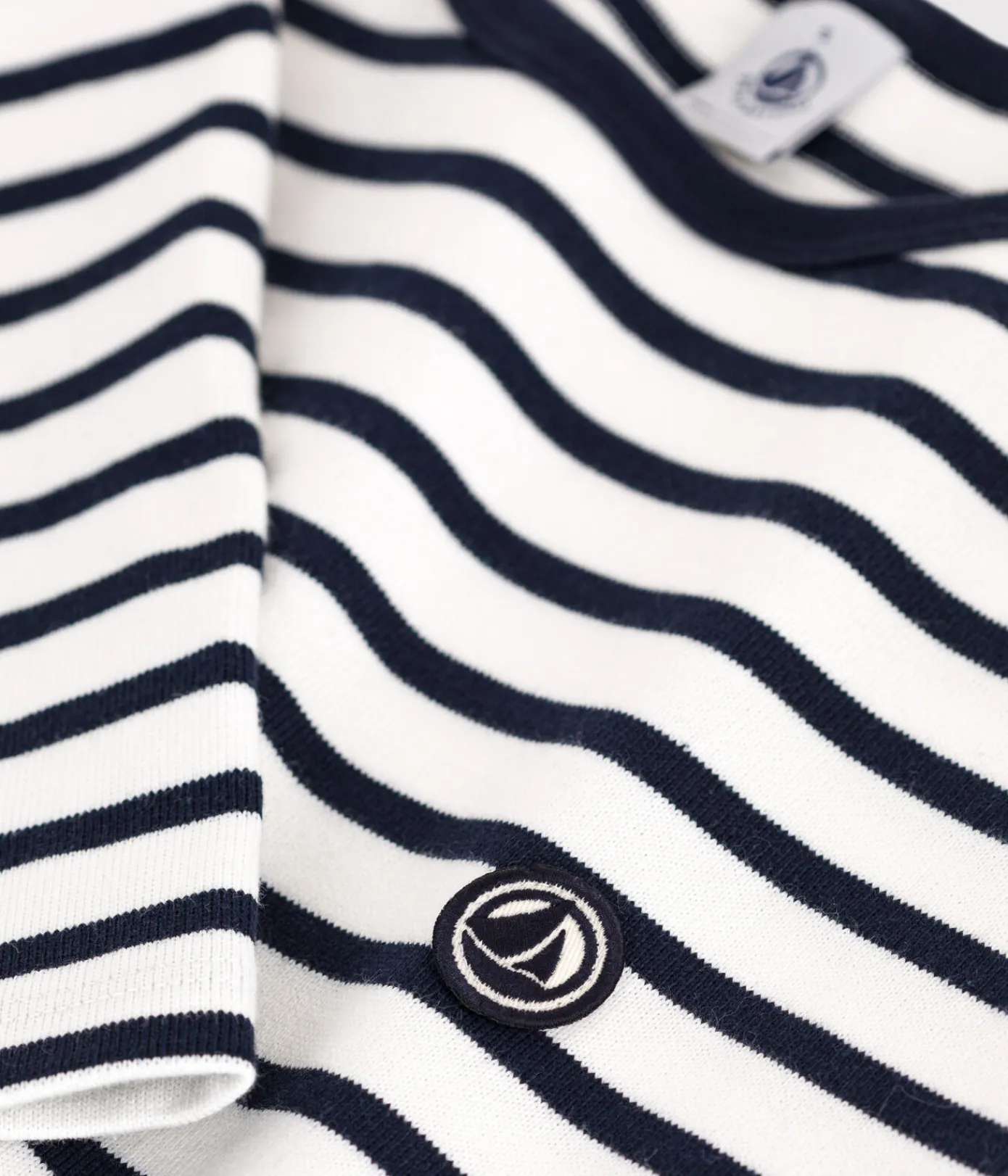 Petit Bateau Streifenshirts, Pullover, Cardigans*Langärmeliges Damen-Streifenshirt weiss MARSHMALLOW/blau SMOKING