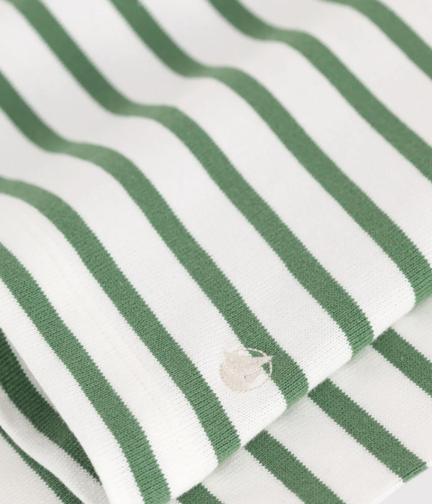 Petit Bateau Streifenshirts, Pullover, Cardigans*Langärmeliges Damen-Streifenshirt grün MARSHMALLOW/ PALMERAIE