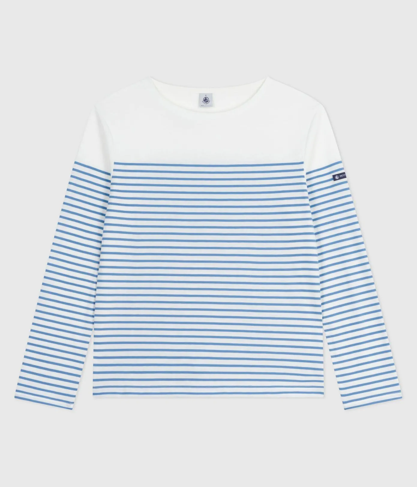 Petit Bateau Streifenshirts, Pullover, Cardigans*Langärmeliges Damen-T-Shirt weiss MARSHMALLOW/blau ALASKA