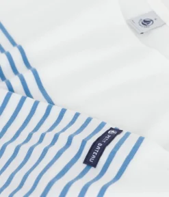 Petit Bateau Streifenshirts, Pullover, Cardigans*Langärmeliges Damen-T-Shirt weiss MARSHMALLOW/blau ALASKA