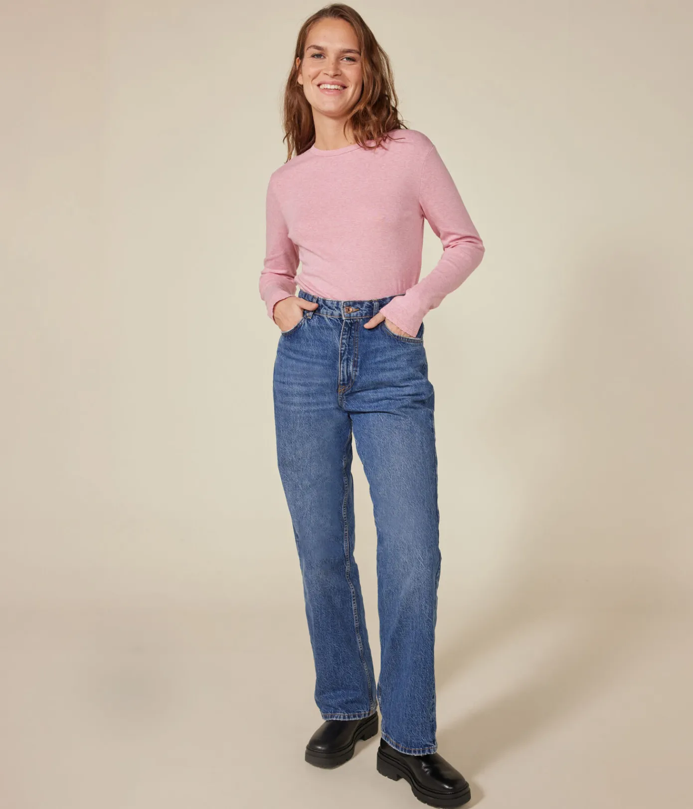 Petit Bateau Alle Langarmshirts|Das Ikonische (Slim)*Langärmeliges Damen-T-Shirt rosa ROSELINE CHINE