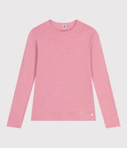 Petit Bateau Alle Langarmshirts|Das Ikonische (Slim)*Langärmeliges Damen-T-Shirt rosa ROSELINE CHINE