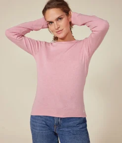 Petit Bateau Alle Langarmshirts|Das Ikonische (Slim)*Langärmeliges Damen-T-Shirt rosa ROSELINE CHINE