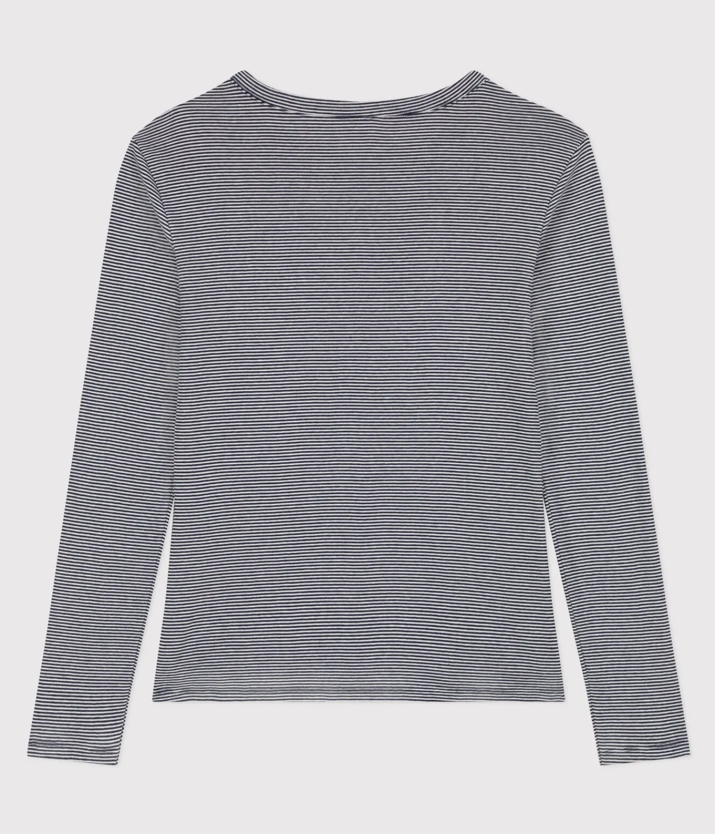 Petit Bateau Alle Langarmshirts|Das Ikonische (Slim)*Langärmeliges Damen-T-Shirt blau SMOKING/weiss MARSHMALLOW