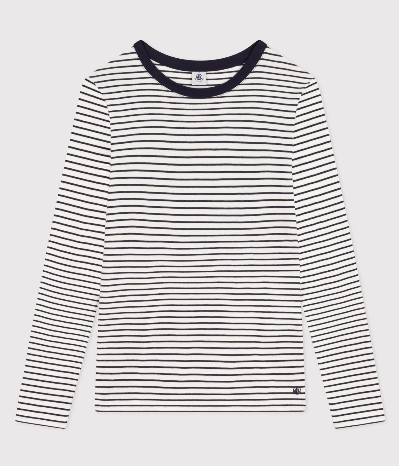 Petit Bateau Alle Langarmshirts|T-Shirts, Tanktops*Langärmeliges Damen-T-Shirt weiss MARSHMALLOW/blau SMOKING