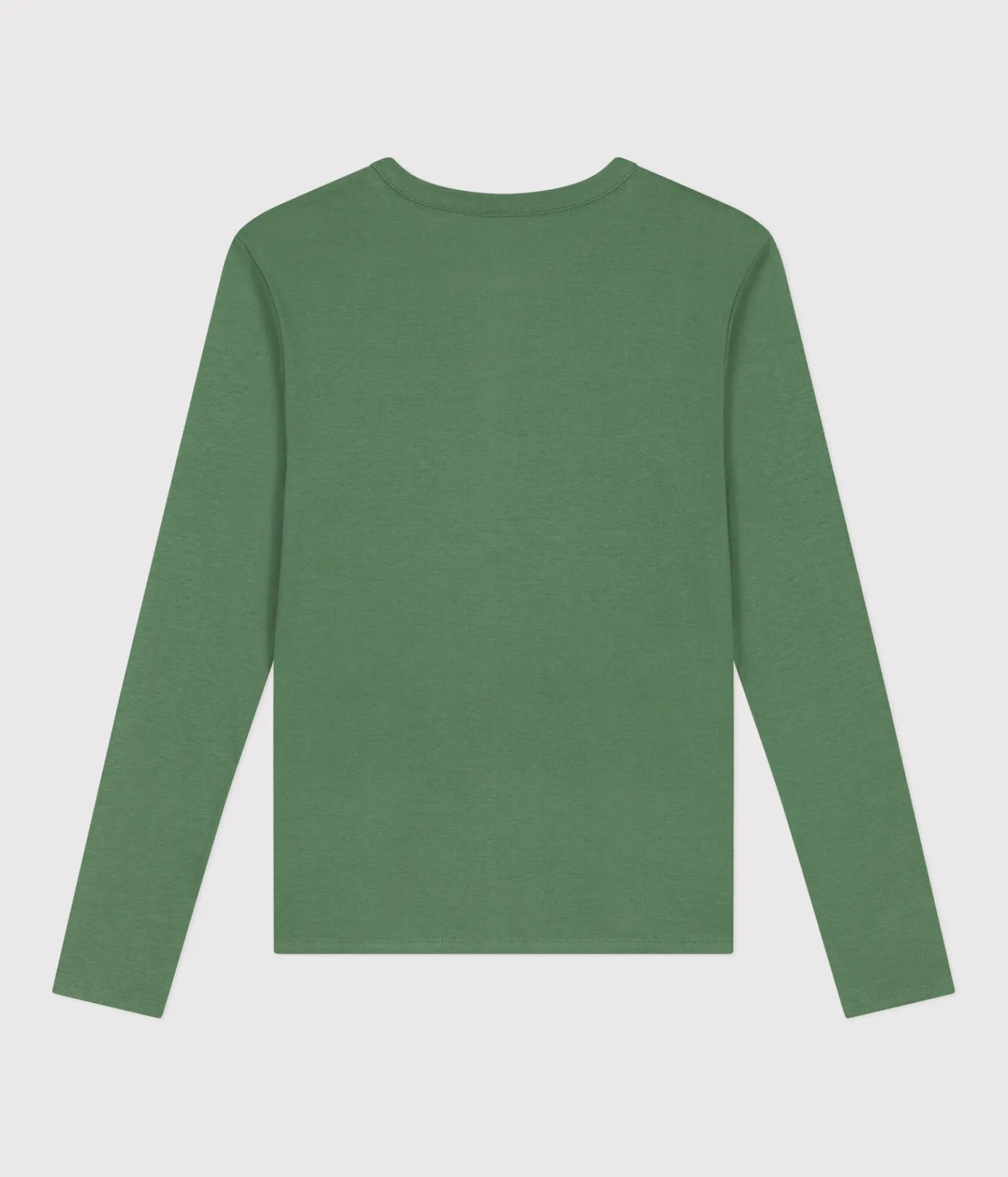 Petit Bateau Alle Langarmshirts|Das Ikonische (Slim)*Langärmeliges Damen-T-Shirt L'Iconique aus einfarbigem Rippstrick grün PALMERAIE