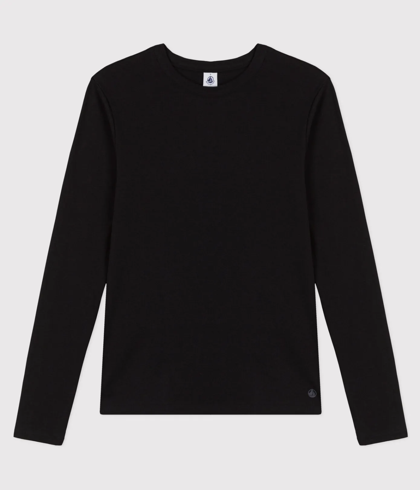Petit Bateau Alle Langarmshirts|Das Ikonische (Slim)*Langärmeliges Damen-T-Shirt L'Iconique aus einfarbigem Rippstrick schwarz BLACK