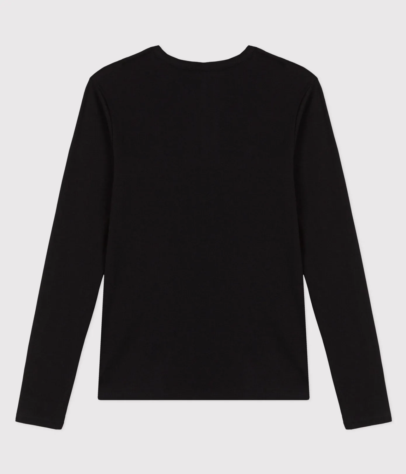 Petit Bateau Alle Langarmshirts|Das Ikonische (Slim)*Langärmeliges Damen-T-Shirt L'Iconique aus einfarbigem Rippstrick schwarz BLACK