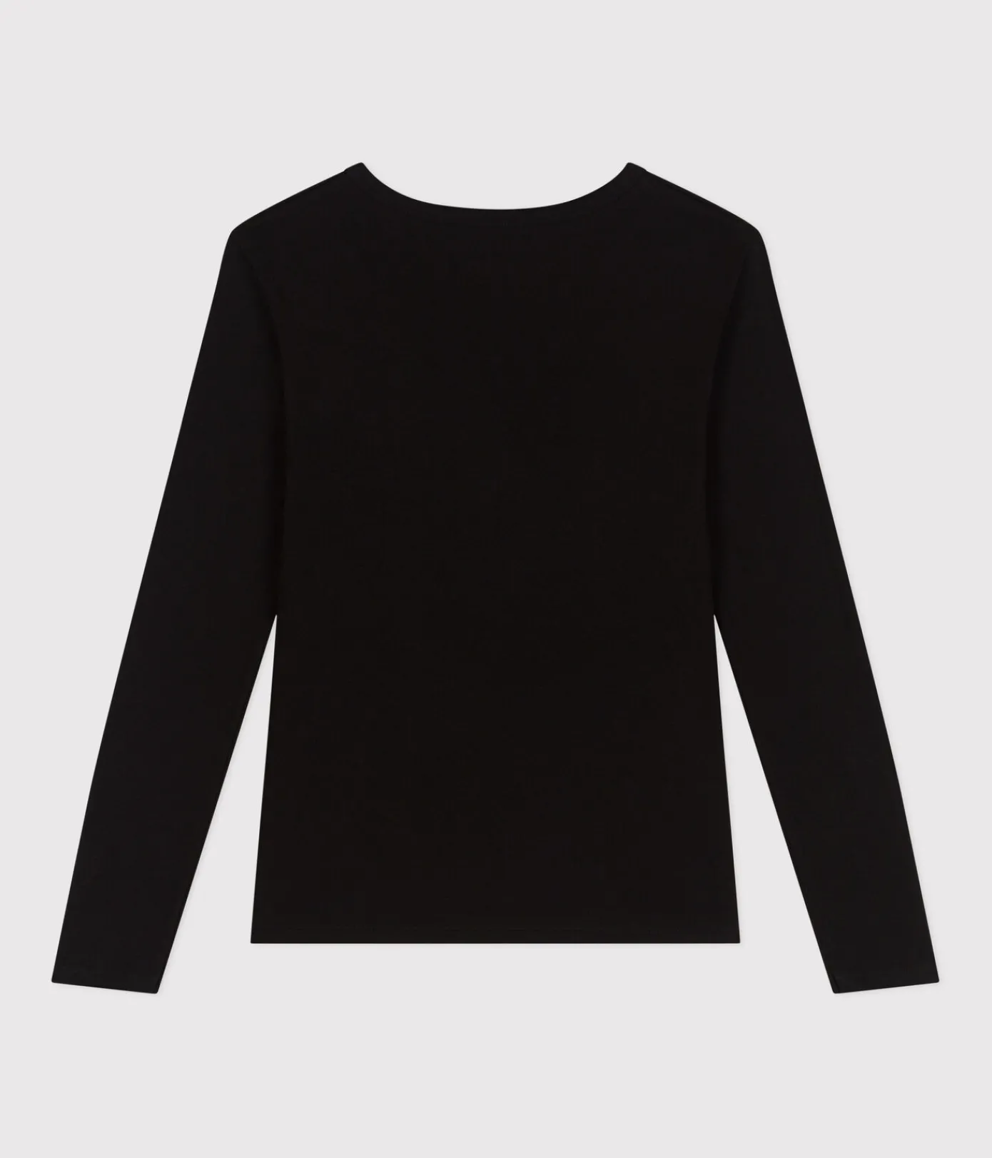 Petit Bateau Alle Langarmshirts|Das Ikonische (Slim)*Langärmeliges Damen-T-Shirt L'Iconique aus einfarbigem Rippstrick schwarz BLACK