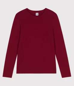 Petit Bateau Alle Langarmshirts|Das Ikonische (Slim)*Langärmeliges Damen-T-Shirt L’Iconique aus Baumwolle AMARANTE