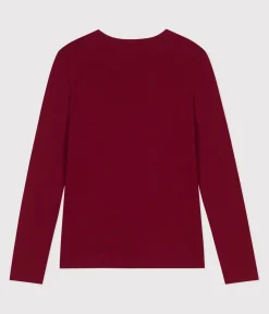 Petit Bateau Alle Langarmshirts|Das Ikonische (Slim)*Langärmeliges Damen-T-Shirt L’Iconique aus Baumwolle AMARANTE