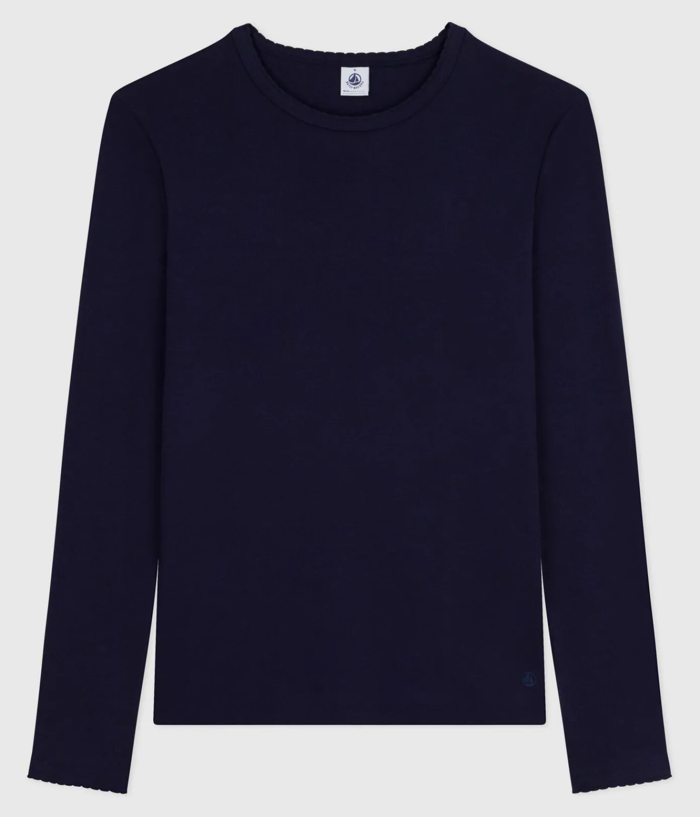 Petit Bateau Alle Langarmshirts|Das Ikonische (Slim)*Langärmeliges Damen-T-Shirt L’Iconique aus Baumwolle mit Picotkante blau SMOKING