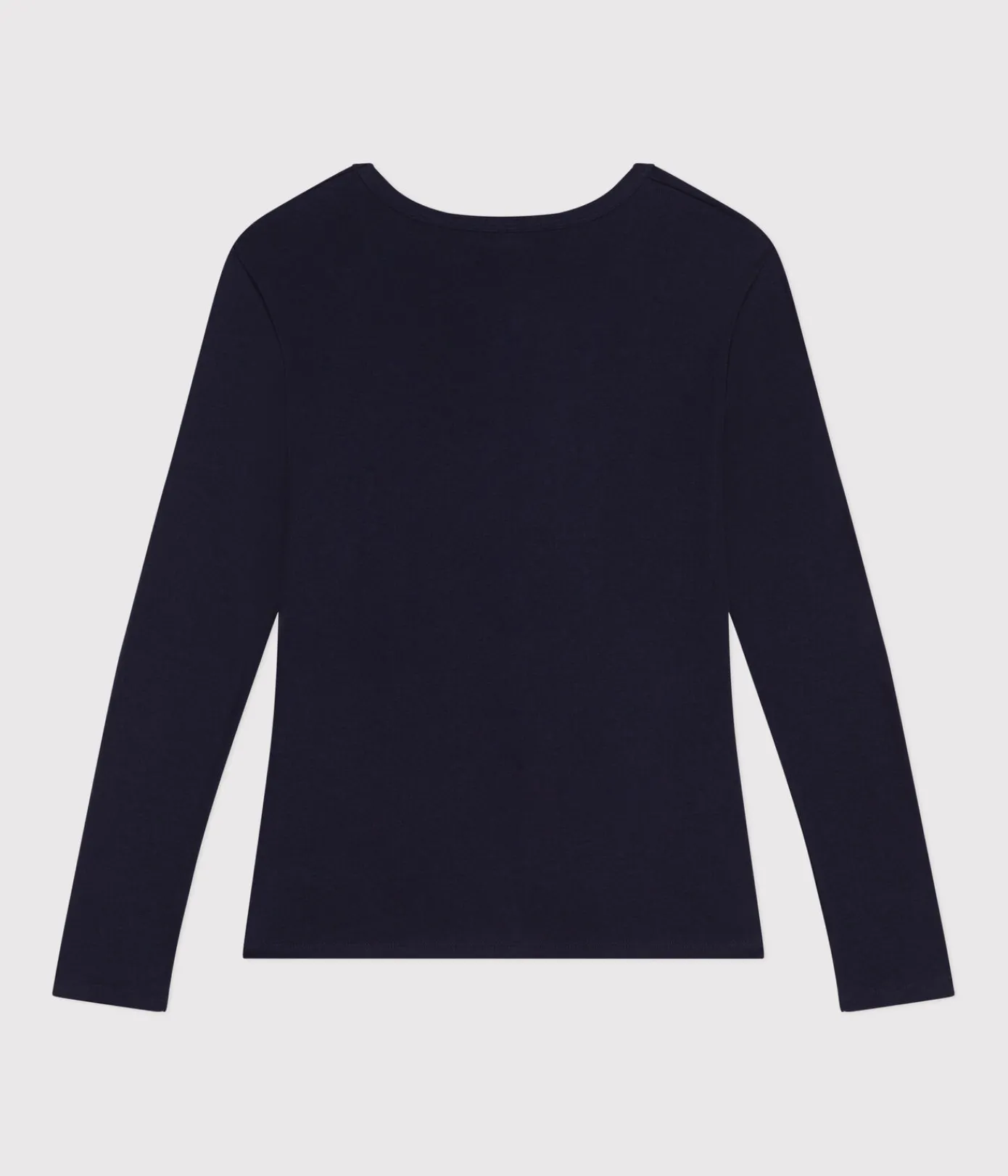 Petit Bateau Alle Langarmshirts|Das Ikonische (Slim)*Langärmeliges Damen-T-Shirt L'Iconique aus einfarbigem Rippstrick blau SMOKING