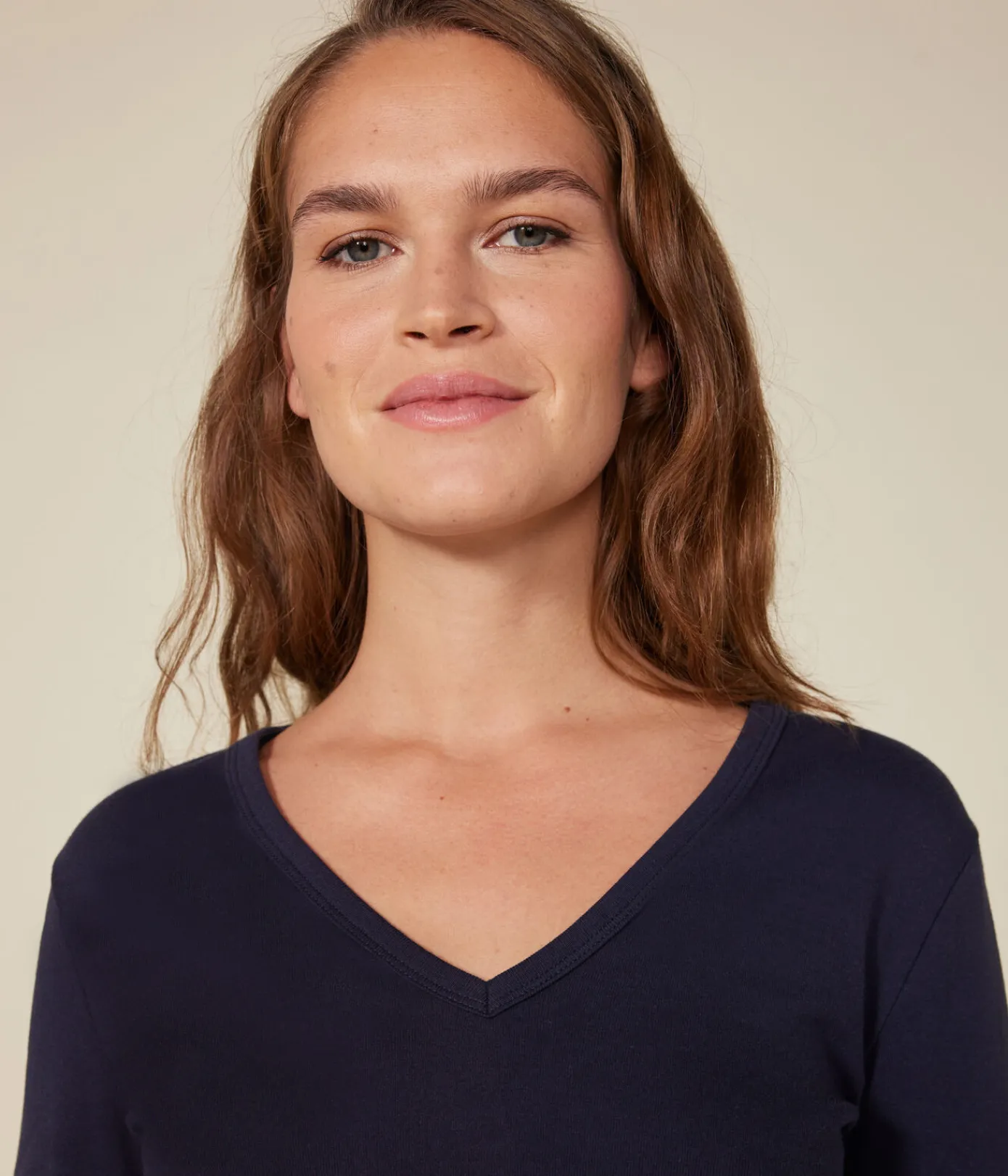 Petit Bateau Alle Langarmshirts|Das Ikonische (Slim)*Langärmeliges Damen-T-Shirt L'Iconique aus einfarbigem Rippstrick blau SMOKING