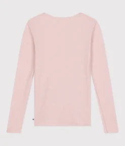 Petit Bateau Alle Langarmshirts|T-Shirts, Tanktops*Langärmeliges Damen-T-Shirt aus Wolle und Baumwolle rosa SALINE