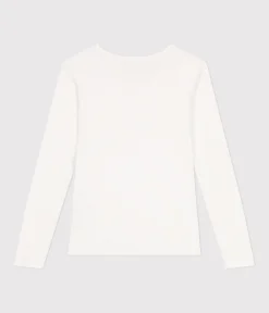 Petit Bateau Alle Langarmshirts|Das Ikonische (Slim)*Langärmeliges Damen-T-Shirt L'Iconique aus einfarbigem Rippstrick weiss ECUME