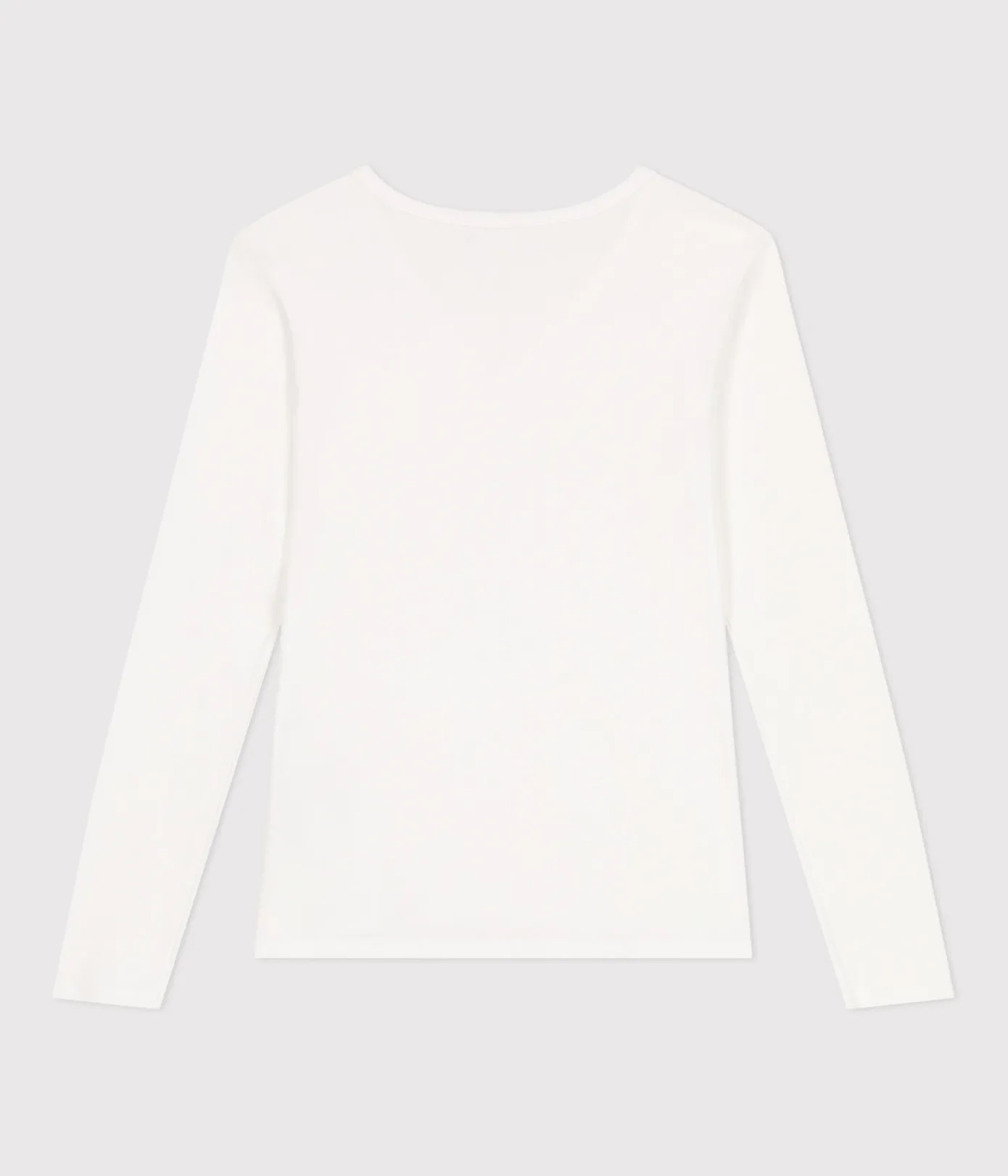 Petit Bateau Alle Langarmshirts|Das Ikonische (Slim)*Langärmeliges Damen-T-Shirt L'Iconique aus einfarbigem Rippstrick weiss ECUME