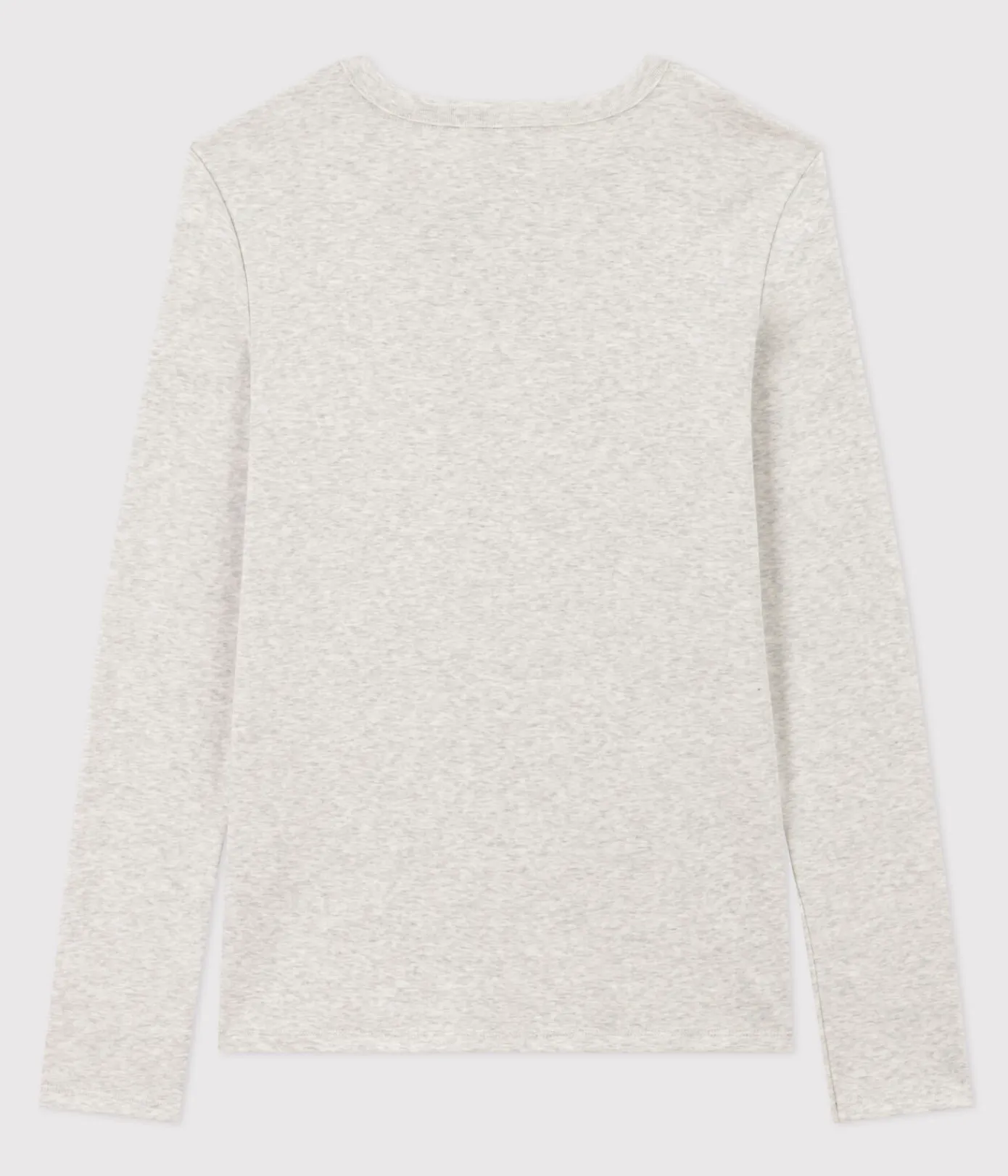 Petit Bateau Alle Langarmshirts|Das Ikonische (Slim)*Langärmeliges Damen-T-Shirt L'Iconique aus einfarbigem Rippstrick grau BELUGA CHINE
