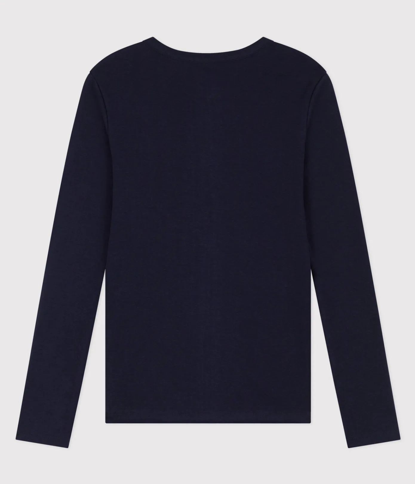 Petit Bateau Alle Langarmshirts|Das Ikonische (Slim)*Langärmeliges Damen-T-Shirt L'Iconique aus einfarbigem Rippstrick blau SMOKING