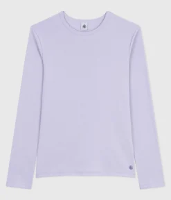 Petit Bateau Alle Langarmshirts|T-Shirts, Tanktops*Langärmeliges Damen-T-Shirt L’Iconique aus Baumwolle mit Picotkante violett PARME