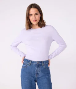 Petit Bateau Alle Langarmshirts|T-Shirts, Tanktops*Langärmeliges Damen-T-Shirt L’Iconique aus Baumwolle mit Picotkante violett PARME