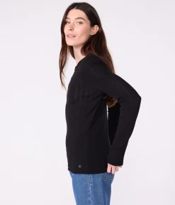 Petit Bateau Alle Langarmshirts|T-Shirts, Tanktops*Langärmeliges Damen-T-Shirt L’Iconique aus Baumwolle mit Lochstickerei schwarz BLACK