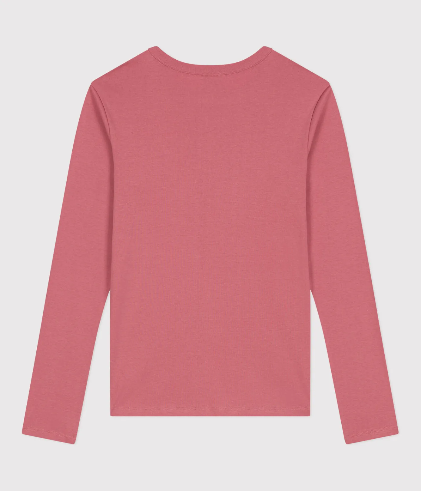 Petit Bateau Alle Langarmshirts|Das Ikonische (Slim)*Langärmeliges Damen-T-Shirt L'Iconique aus einfarbigem Rippstrick rosa ROSEWOOD